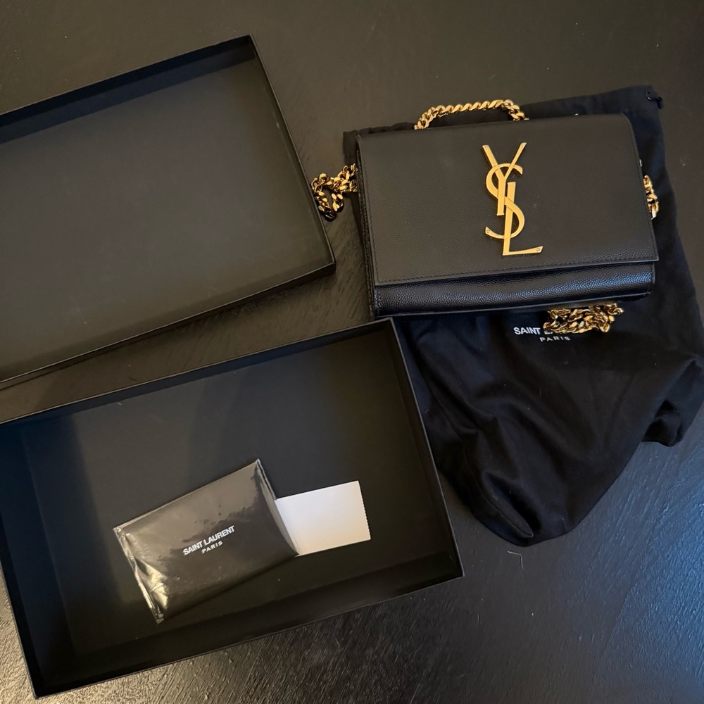 YSL Kate Small black grained leather